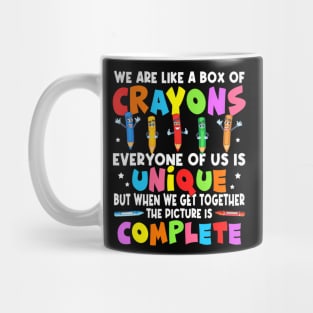 Back To School Teacher We Are Like A Box Of Crayons Mug